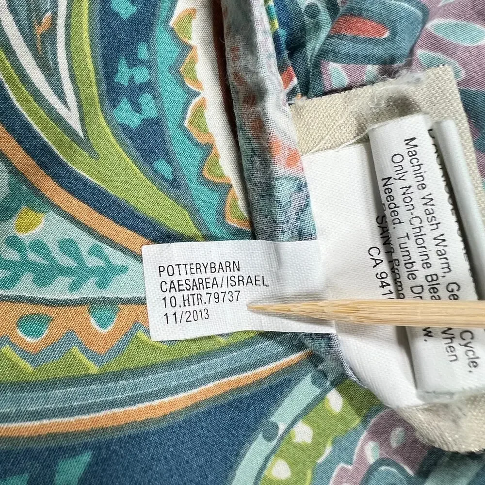Pottery Barn Ana Paisley Duvet Cover Ocean Blue Full/Queen 2 Standard Shams Set